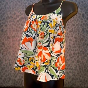 Women’s Melbourne Crop Top Spaghetti Strap Color Coral Bloom Size XS